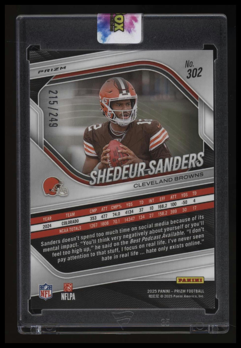 2025 Panini Prizm Shedeur Sanders Orange #/249