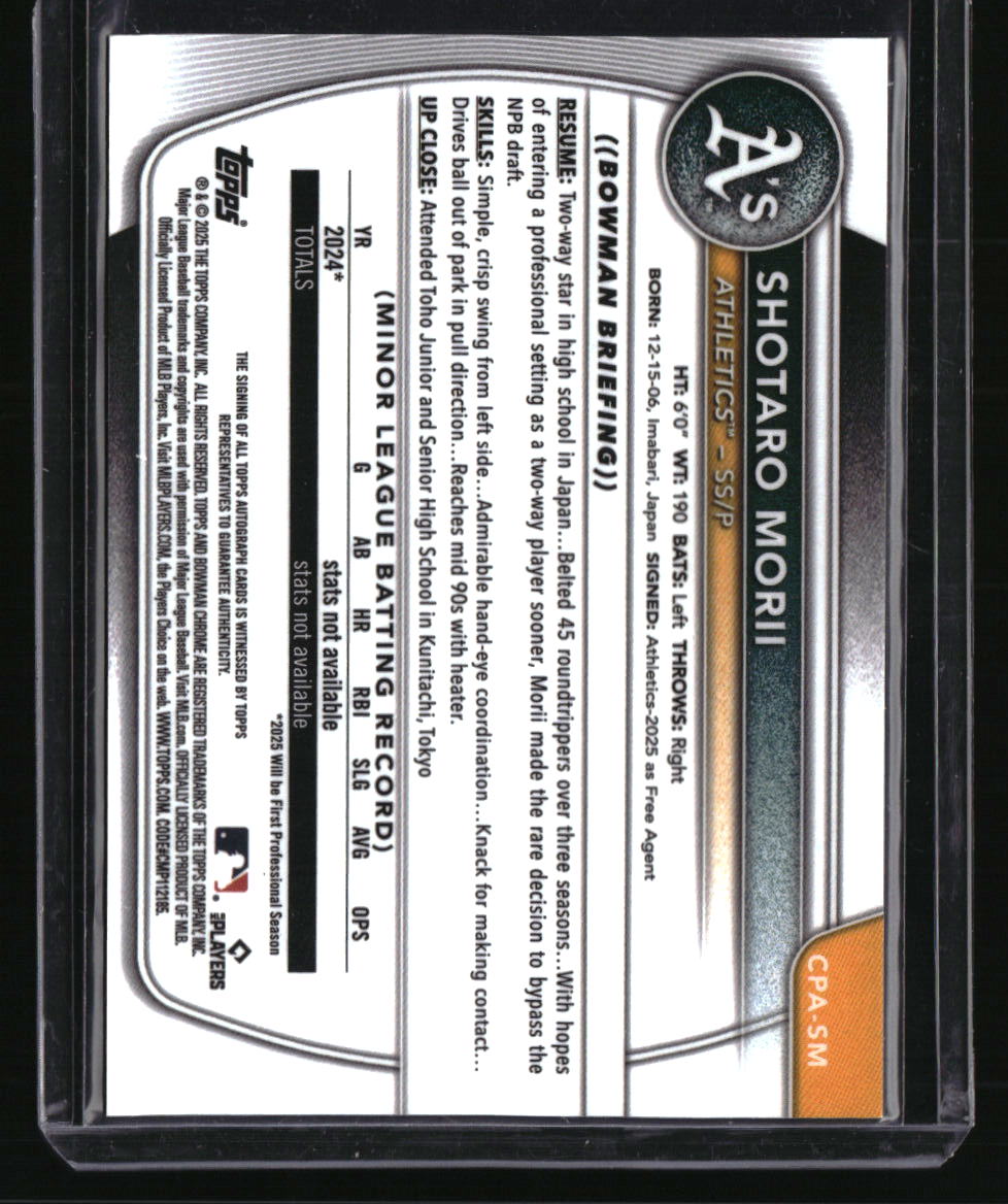 2025 Bowman Chrome Shotaro Morii Prospect Autographs