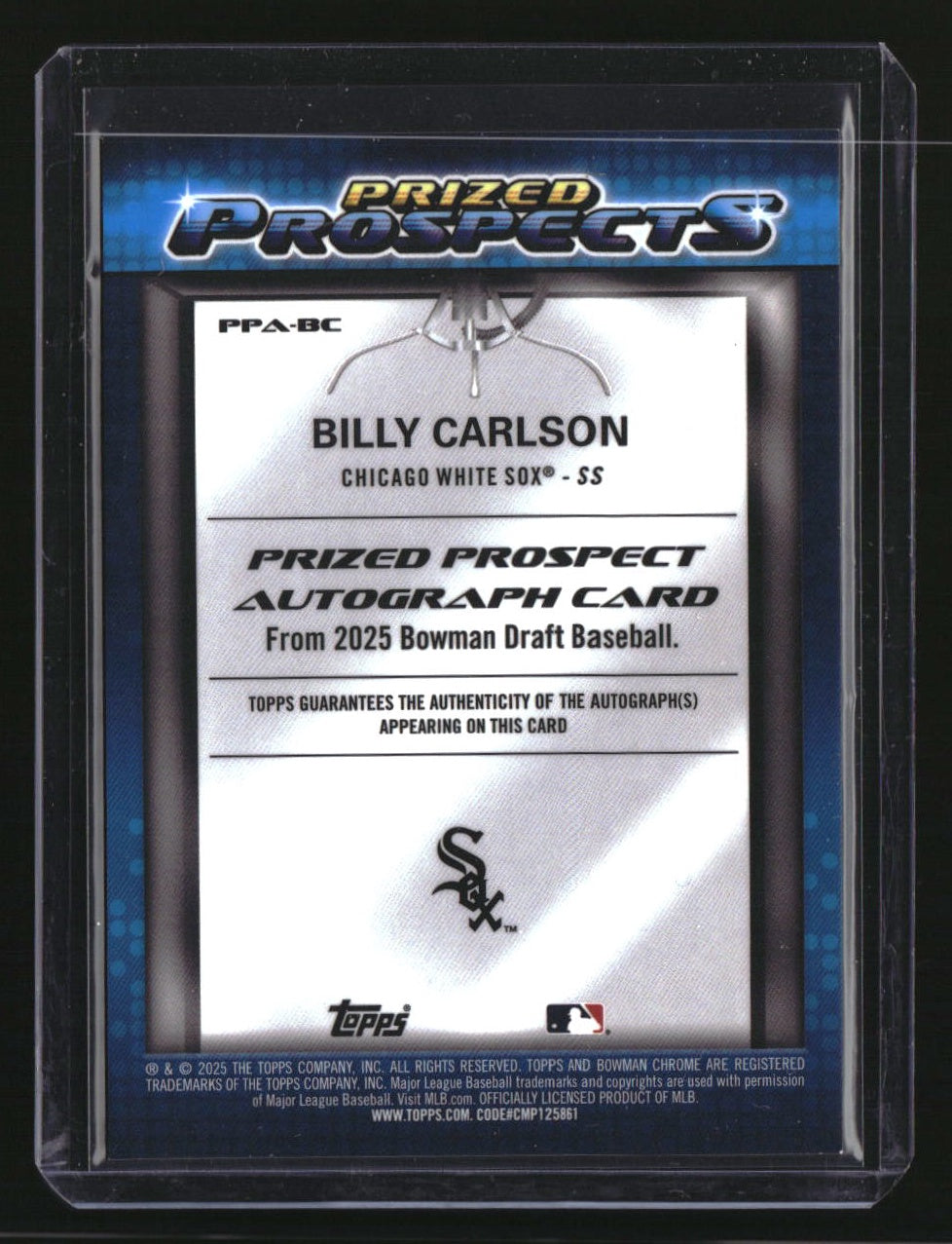 2025 Bowman Draft Billy Carlson Prized Prospects Autographs #/99