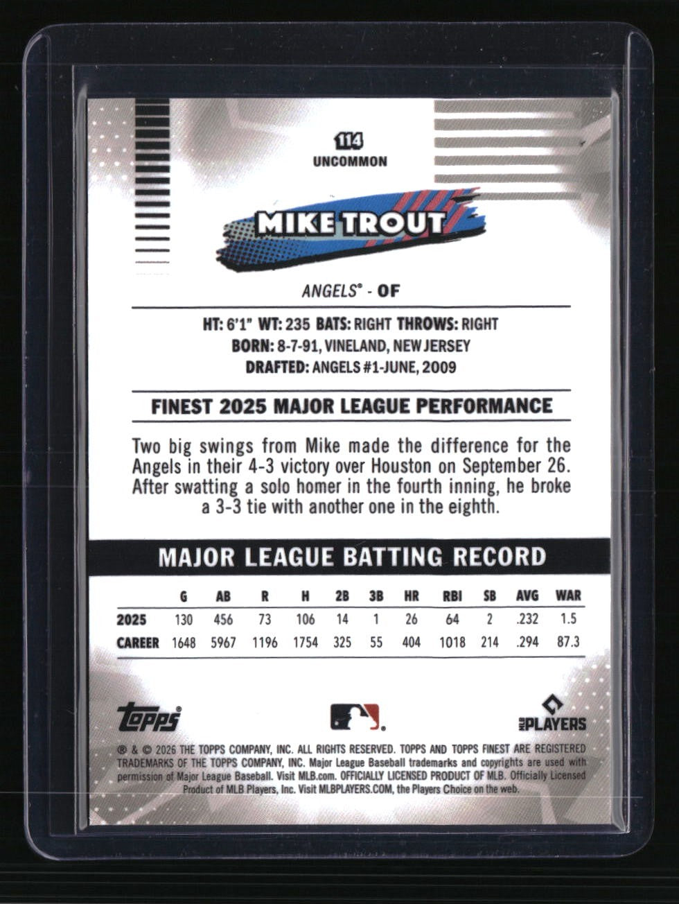 2026 Finest Mike Trout Black X-Fractors #/10