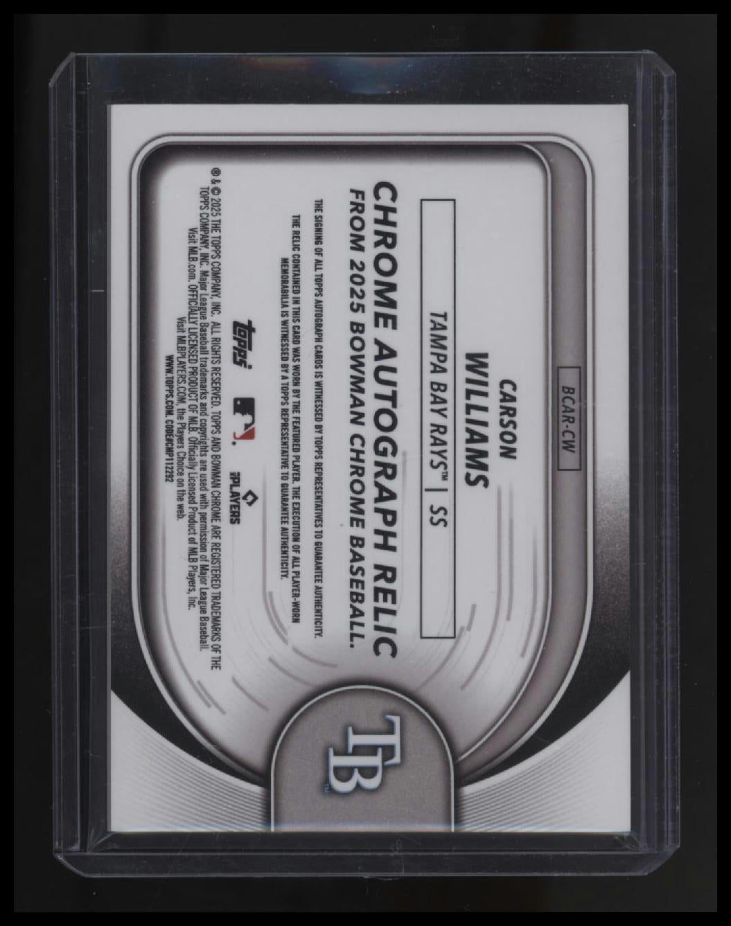 2025 Bowman Chrome Carson Williams Autograph Relics #/150