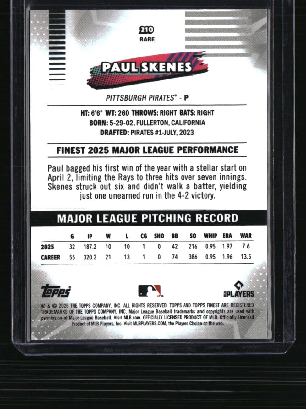 2026 Finest Paul Skenes Gold Geometric Refractors #/50