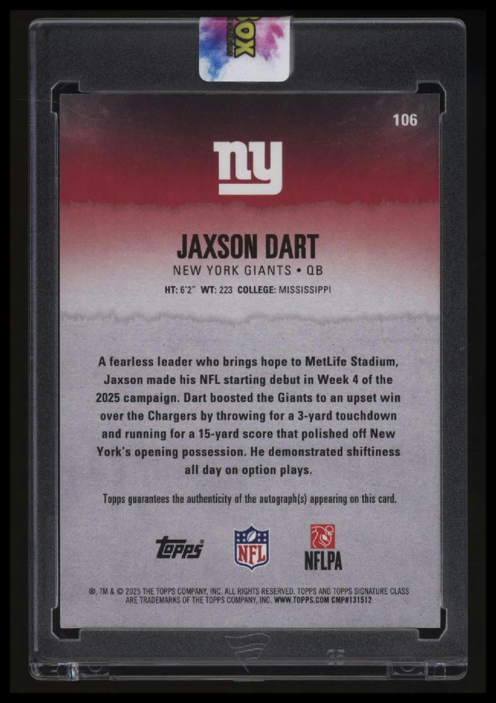 2025 Topps Signature Class Jaxson Dart Autographs