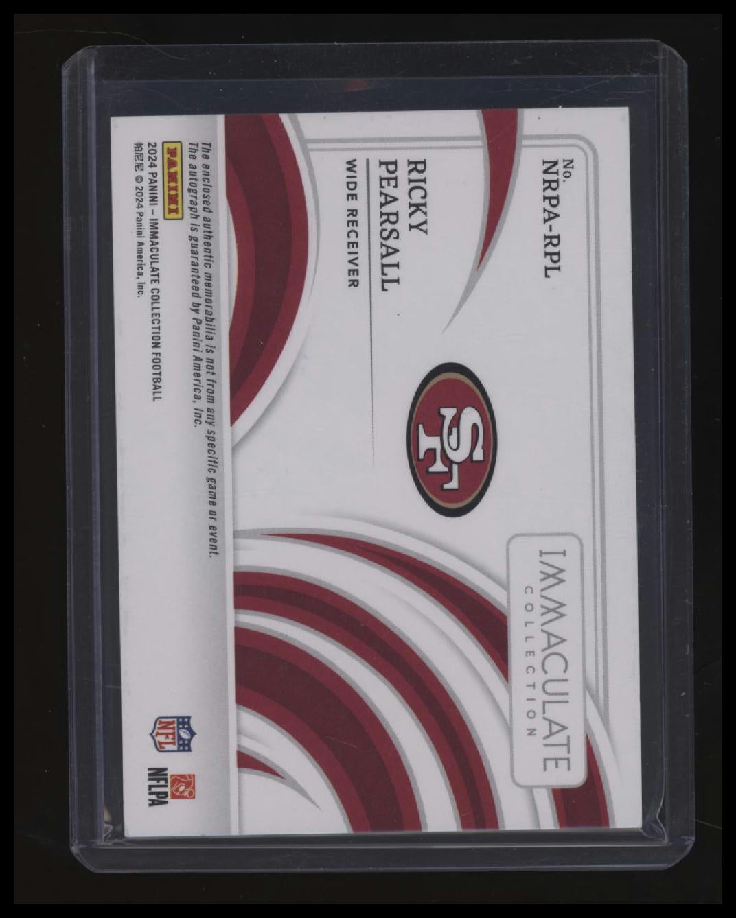 2024 Panini Immaculate Collection Ricky Pearsall Immaculate Numbers RPA #/99