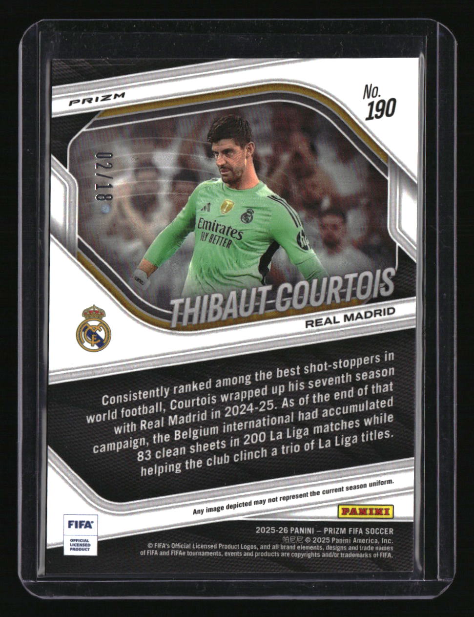 2025-26 Panini Prizm FIFA Thibaut Courtois Choice Lotus Flower Prizms #/18