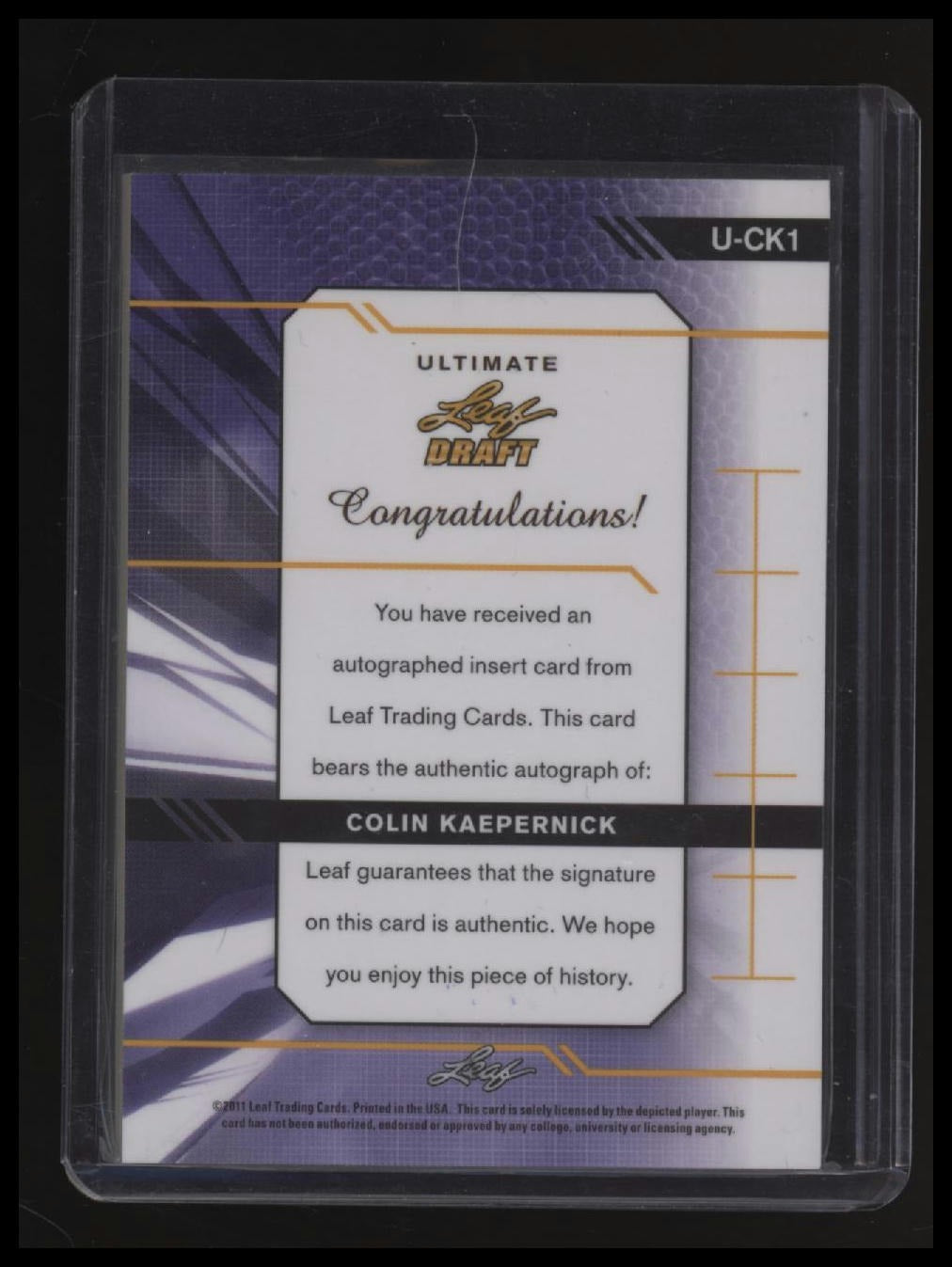 2011 Leaf Ultimate Draft Colin Kaepernick #/49