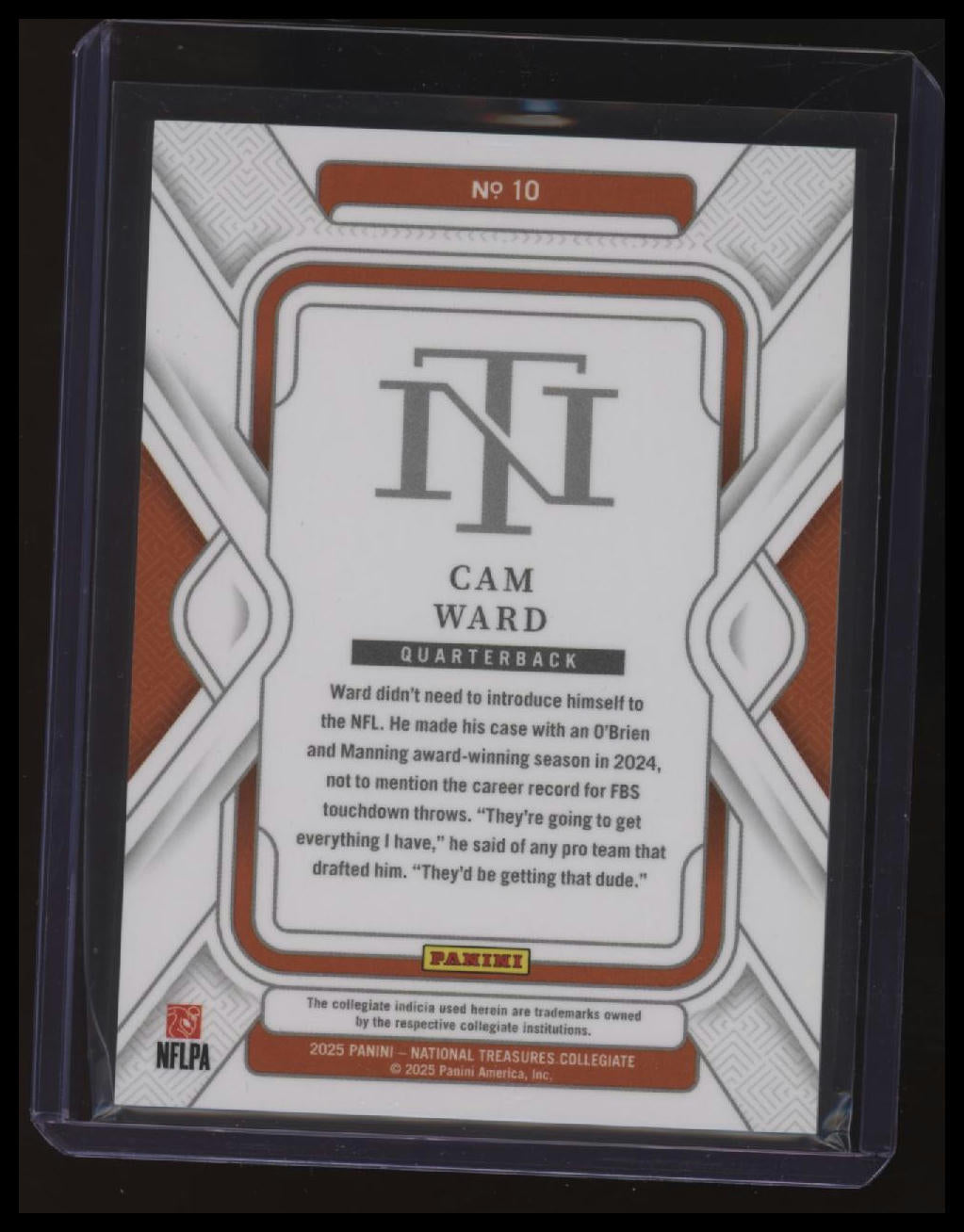 2025 Panini National Treasures Collegiate Cam Ward #/99