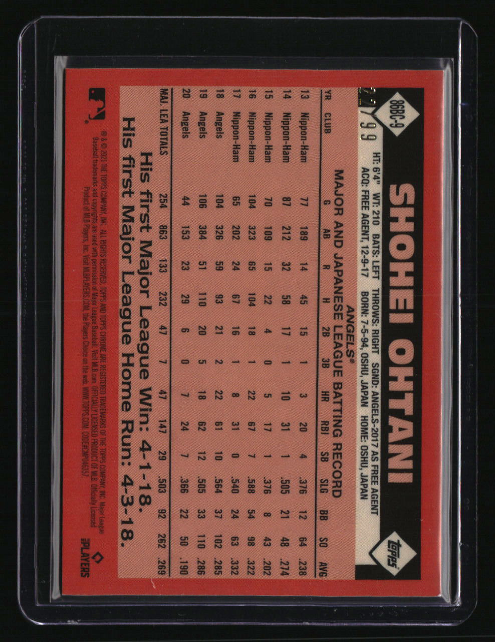2021 Topps Chrome Shohei Ohtani 35th Anniversary Green Refractor #/99