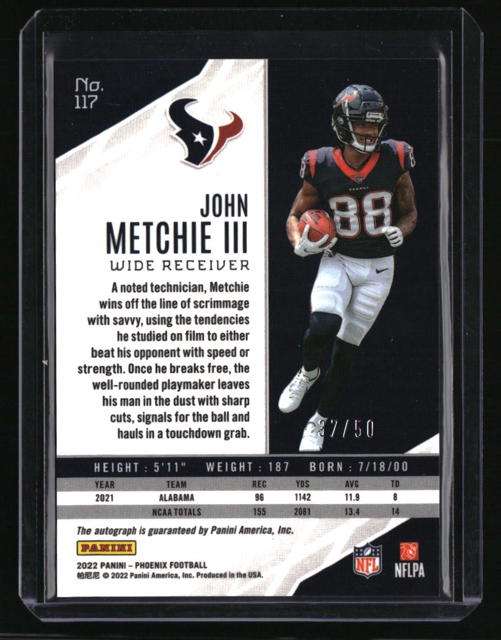 2022 Panini Phoenix John Metchie III Autographs Orange #/50