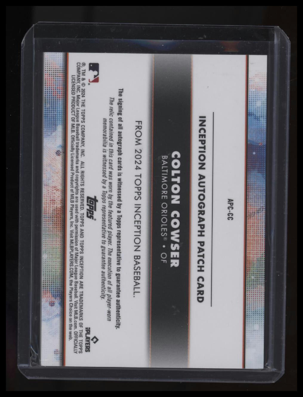 2024 Topps Inception Colton Cowser Autographed Patch Magenta #/75