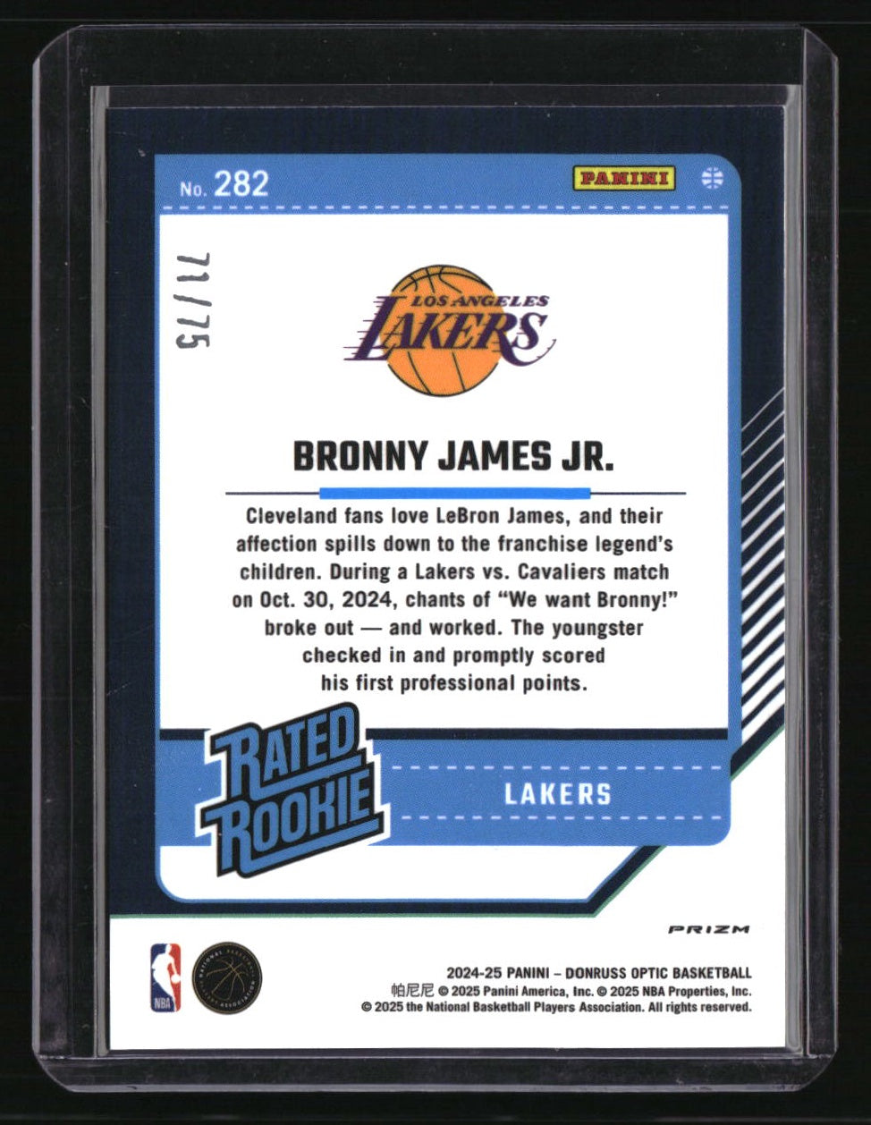 2024-25 Donruss Optic Bronny James Jr. Fast Break Red #/75