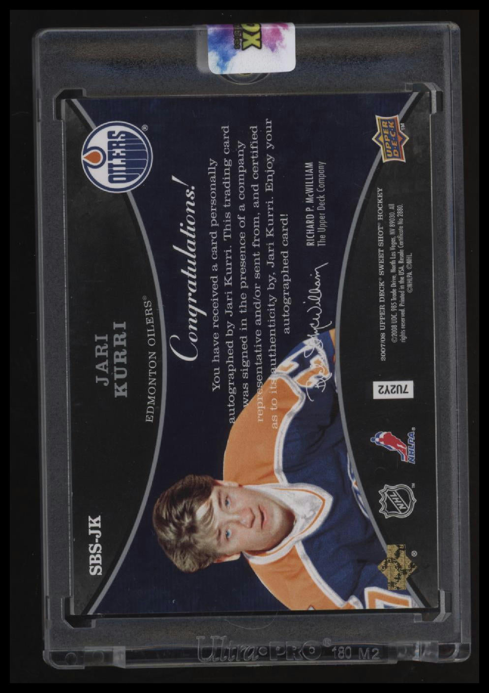 2007-08 Upper Deck Sweet Shot Jari Kurri Sweet Spot Signatures Baseball Skins