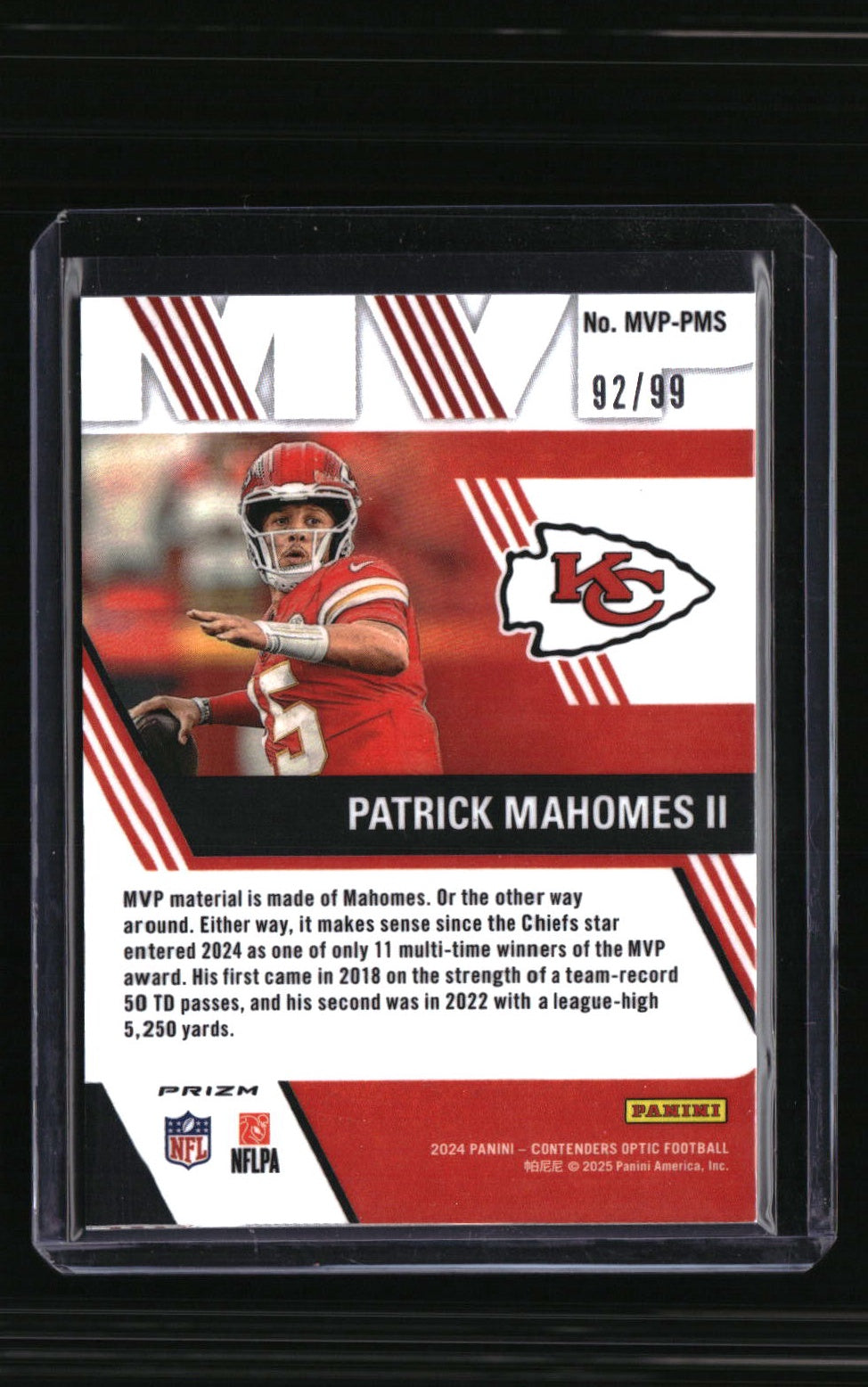 2024 Panini Contenders Optic Patrick Mahomes II MVP Contenders Blue #/99