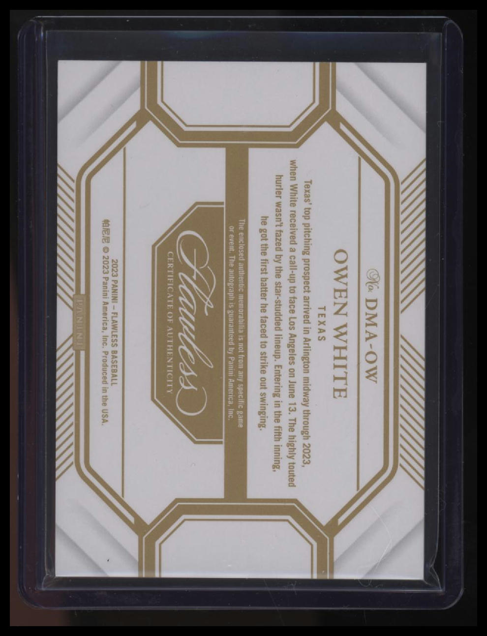2023 Panini Flawless Owen White Dual Memorabilia Autographs Ruby #/20