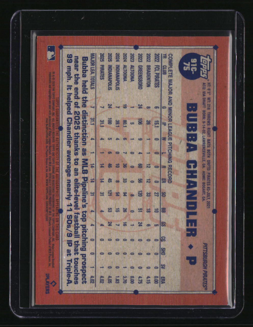 2026 Topps Bubba Chandler 35th Anniversary Chrome Autographs Green #/99
