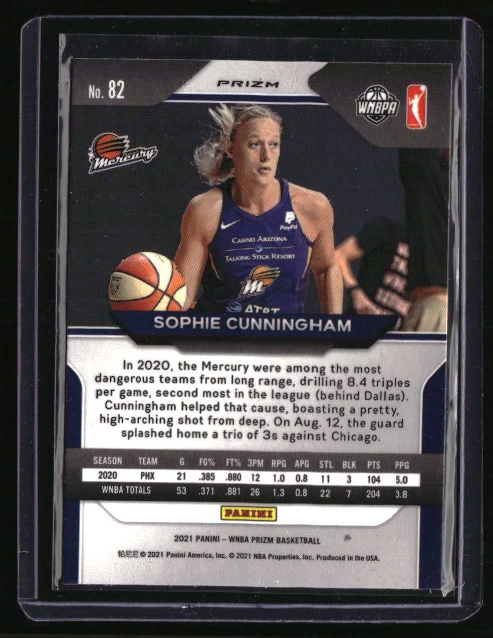 2021 Panini Prizm WNBA Sophie Cunningham Prizms Silver