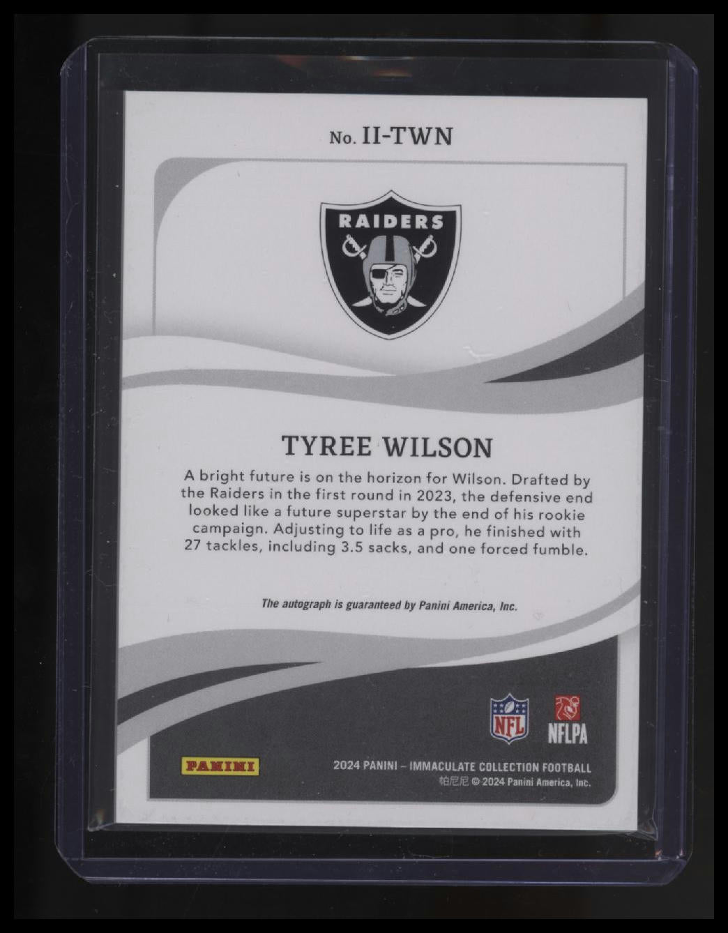 2024 Panini Immaculate Collection Tyree Wilson Immaculate Ink #/99