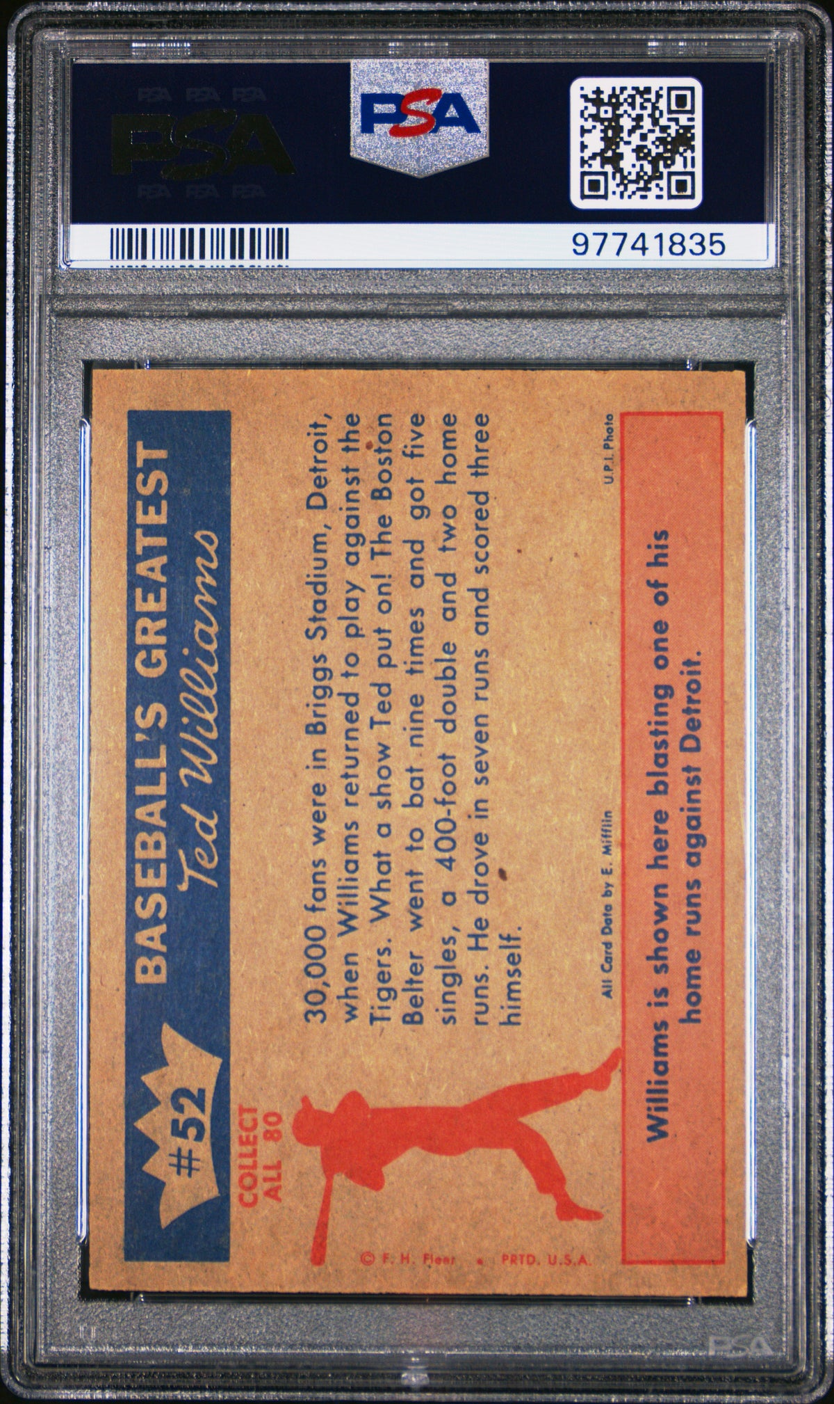 1959 Fleer Ted Williams 1954-Ted&#39;S Comeback PSA 6