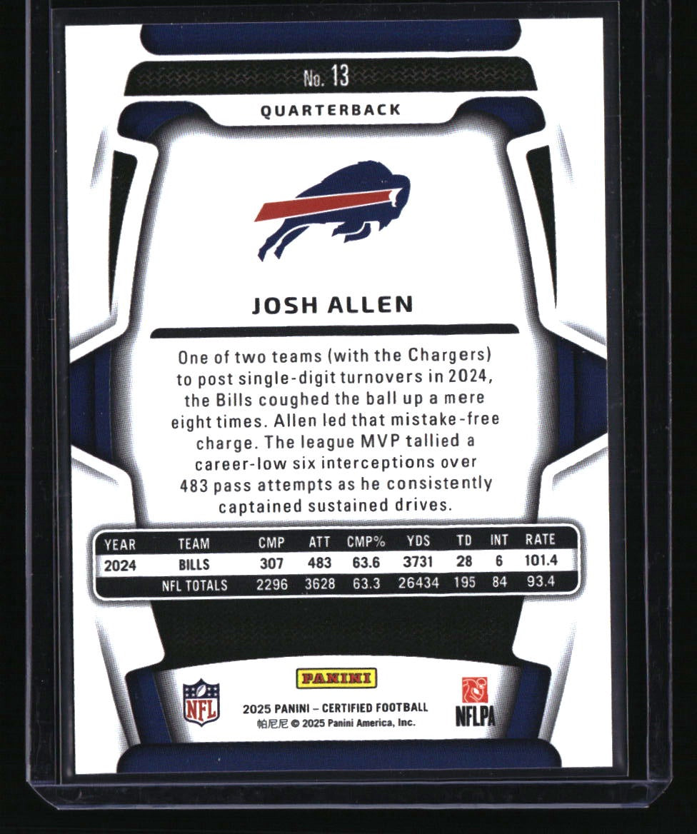 2025 Panini Certified Josh Allen Mirror Blue #/50