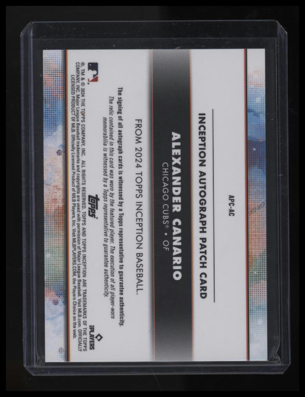 2024 Topps Inception Alexander Canario Autographed Patch Aqua #/50