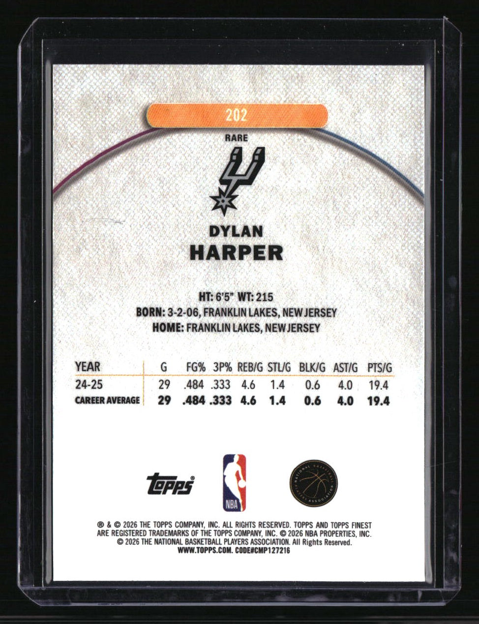 2025-26 Finest Dylan Harper Rare