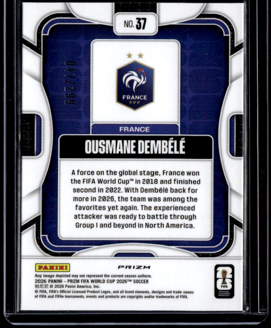 2026 Panini Prizm FIFA World Cup Ousmane Dembele Purple Hyper Prizms #/299
