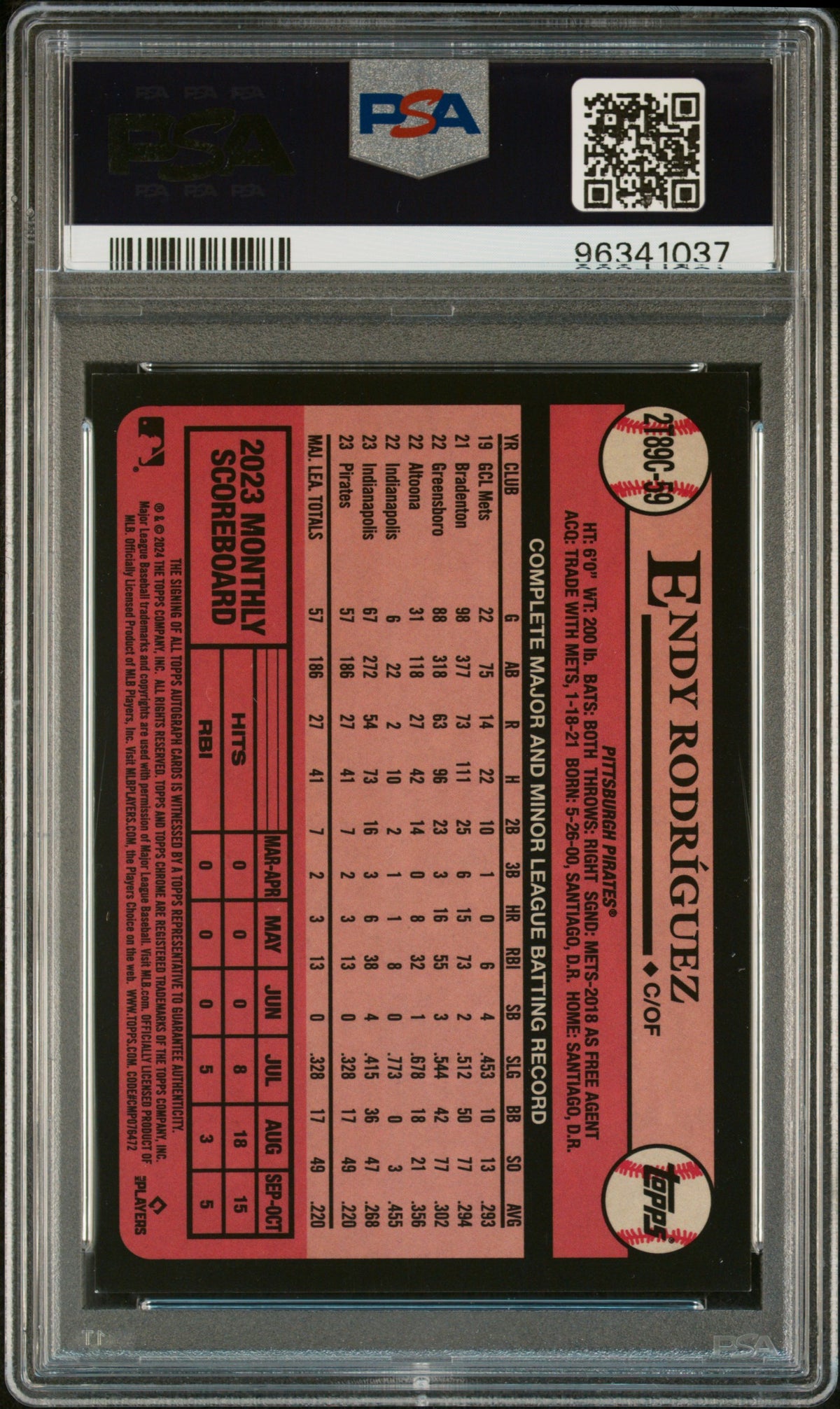 2024 Topps Silver Pack 1989 Chrome Promo Endy Rodriguez Autograph-Orange PSA 9