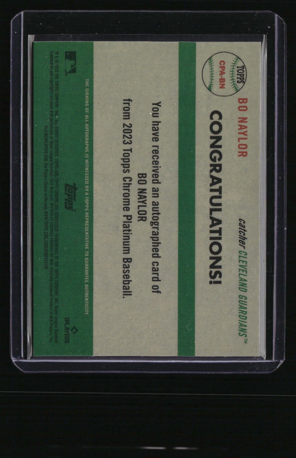 2023 Topps Chrome Platinum Bo Naylor Auto Toile Cream/Blue Refractor #/99