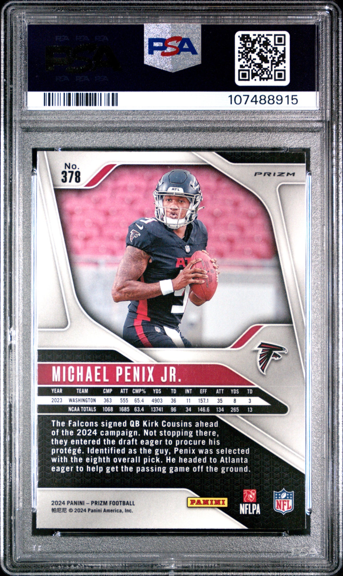 2024 Panini Prizm Michael Penix Jr. Disco Prizm PSA 10