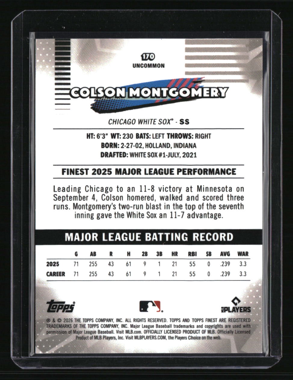2026 Finest Colson Montgomery Purple Refractors #/75
