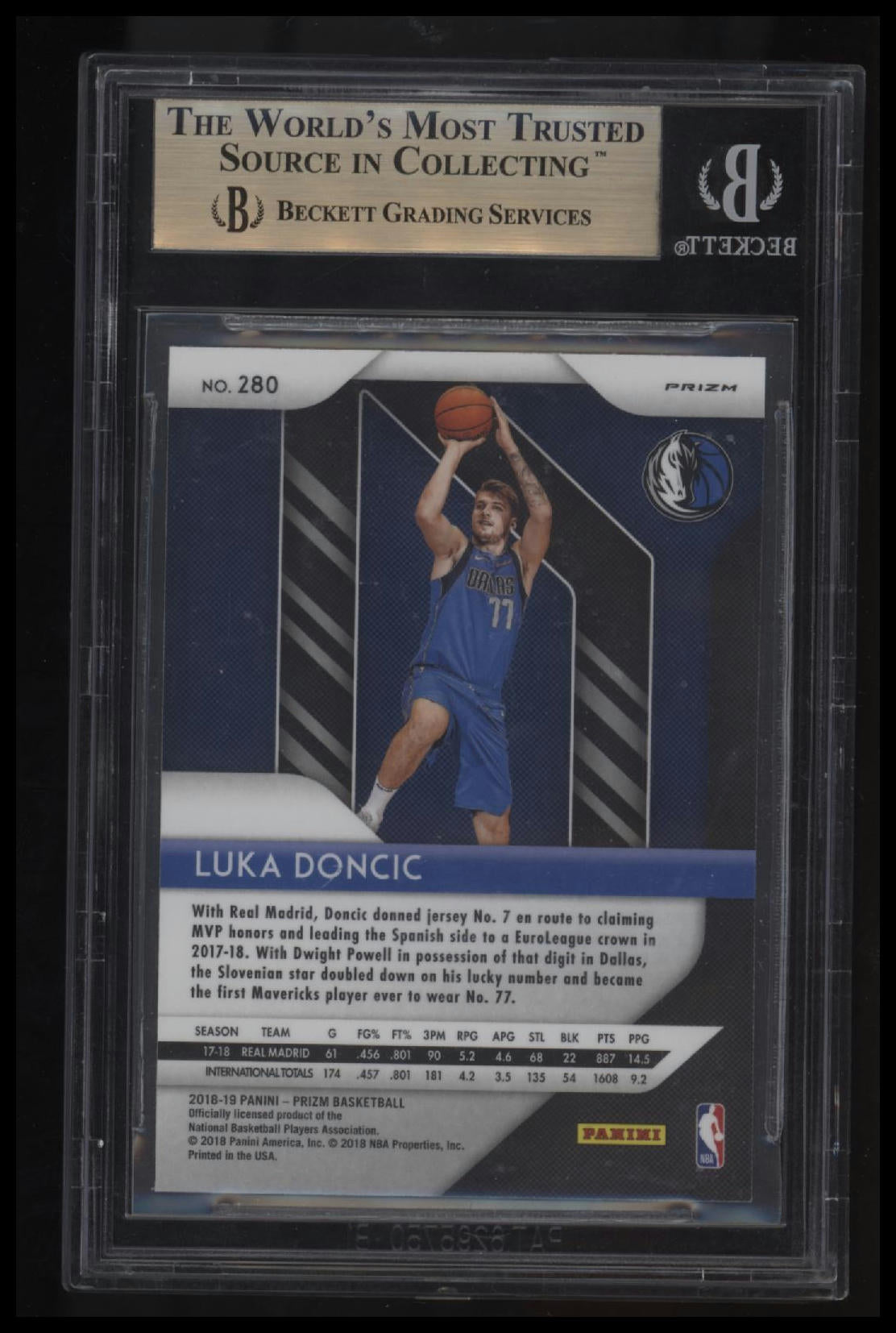 2018-19 Panini Prizm Prizms Green Luka Doncic BGS 9.5