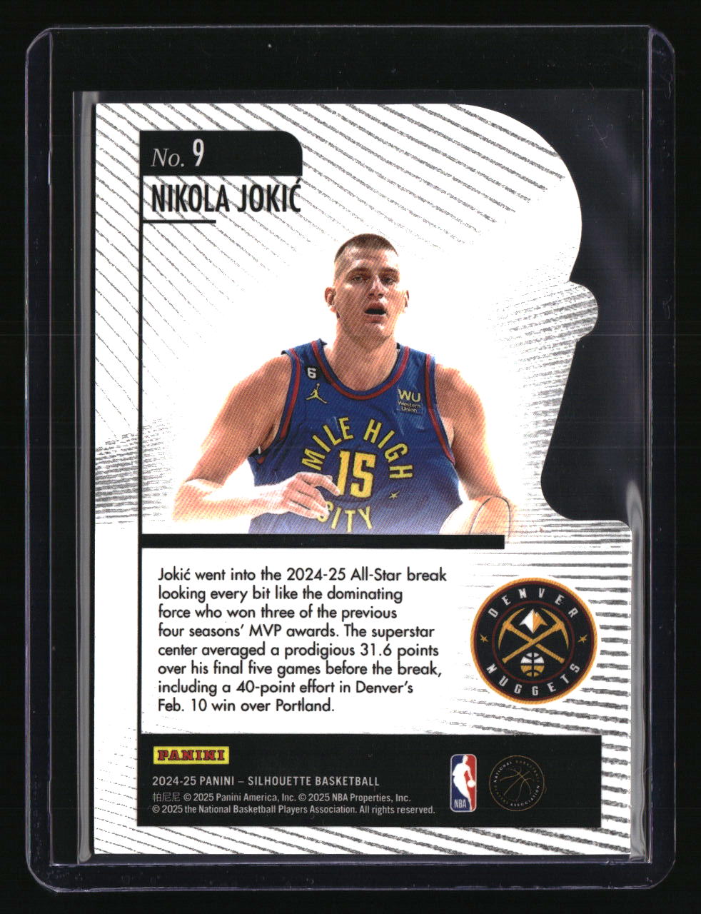 2024-25 Panini Silhouette Nikola Jokic Hand Crafted Cracked Ice #/25