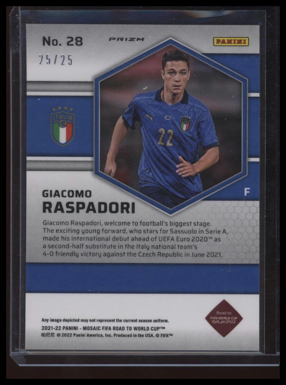 2021-22 Panini Mosaic Road to FIFA World Cup Giacomo Raspadori Mosaic Pink #/25