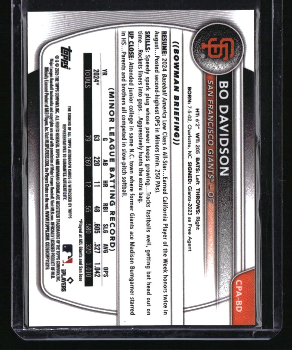 2025 Bowman Chrome Bo Davidson Prospect Autographs