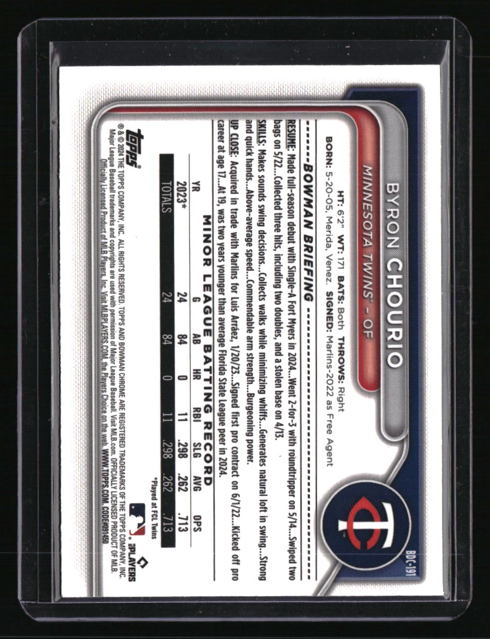2024 Bowman Draft Byron Chourio Chrome Steel Metal Refractor #/100