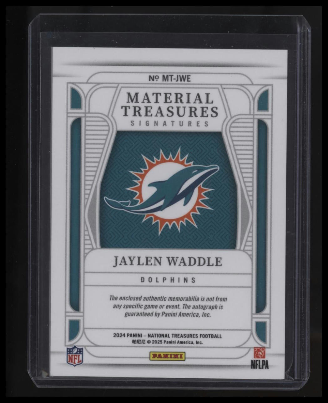 2024 Panini National Treasures Jaylen Waddle Material Treasures Sig Silver #/25