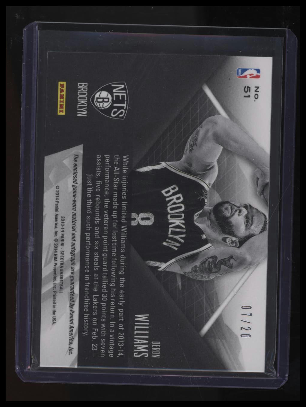 2013-14 Panini Spectra Deron Williams Spectacular Swatches Signature #/20