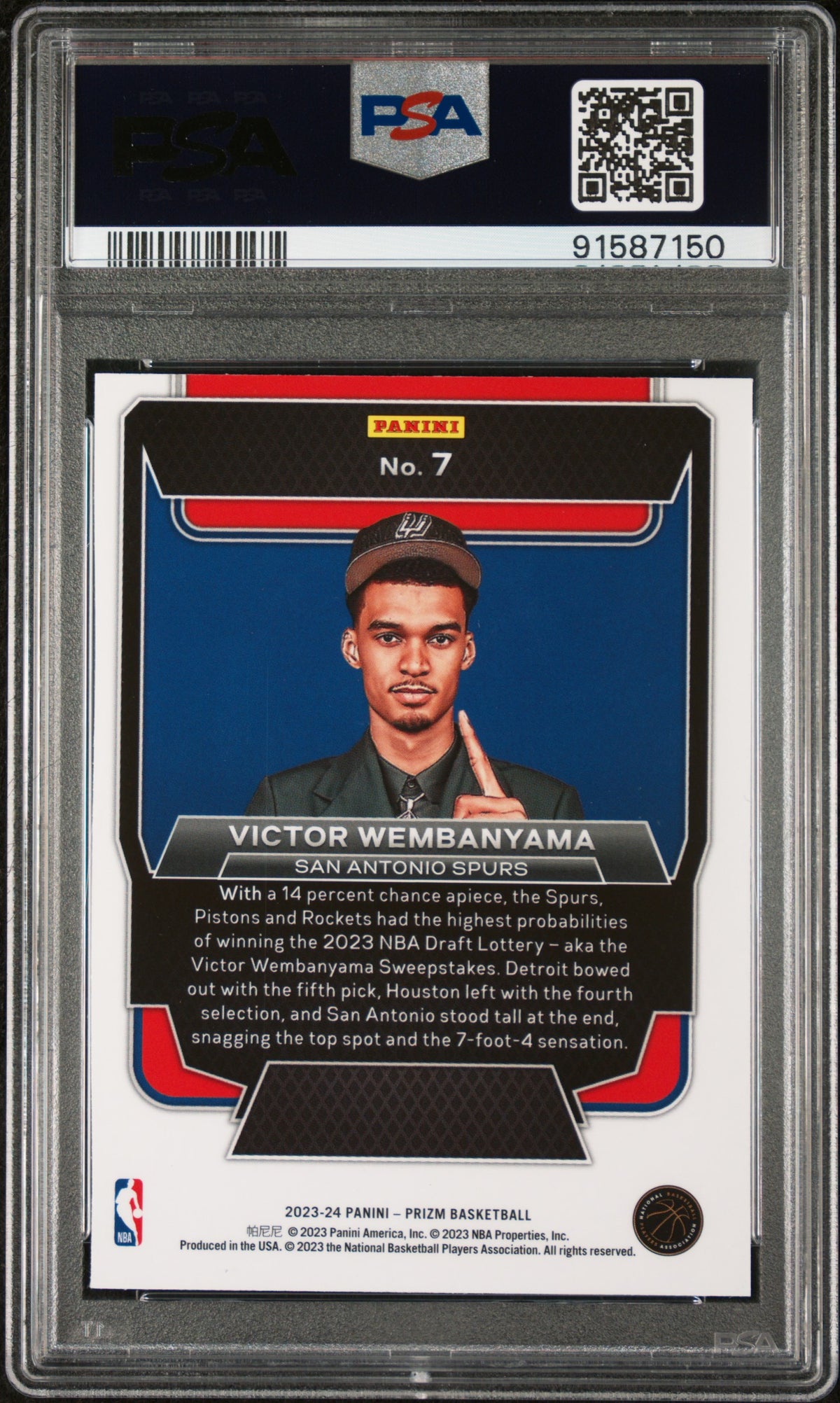 2023 Panini Prizm Luck Of The Lottery Victor Wembanyama PSA 8