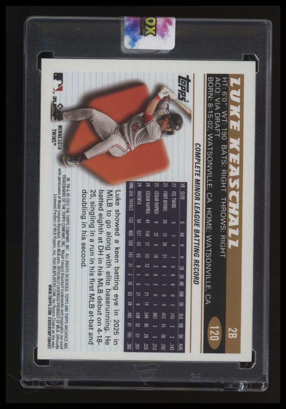 2025 Topps Archives Luke Keaschall FoilFractor #/1