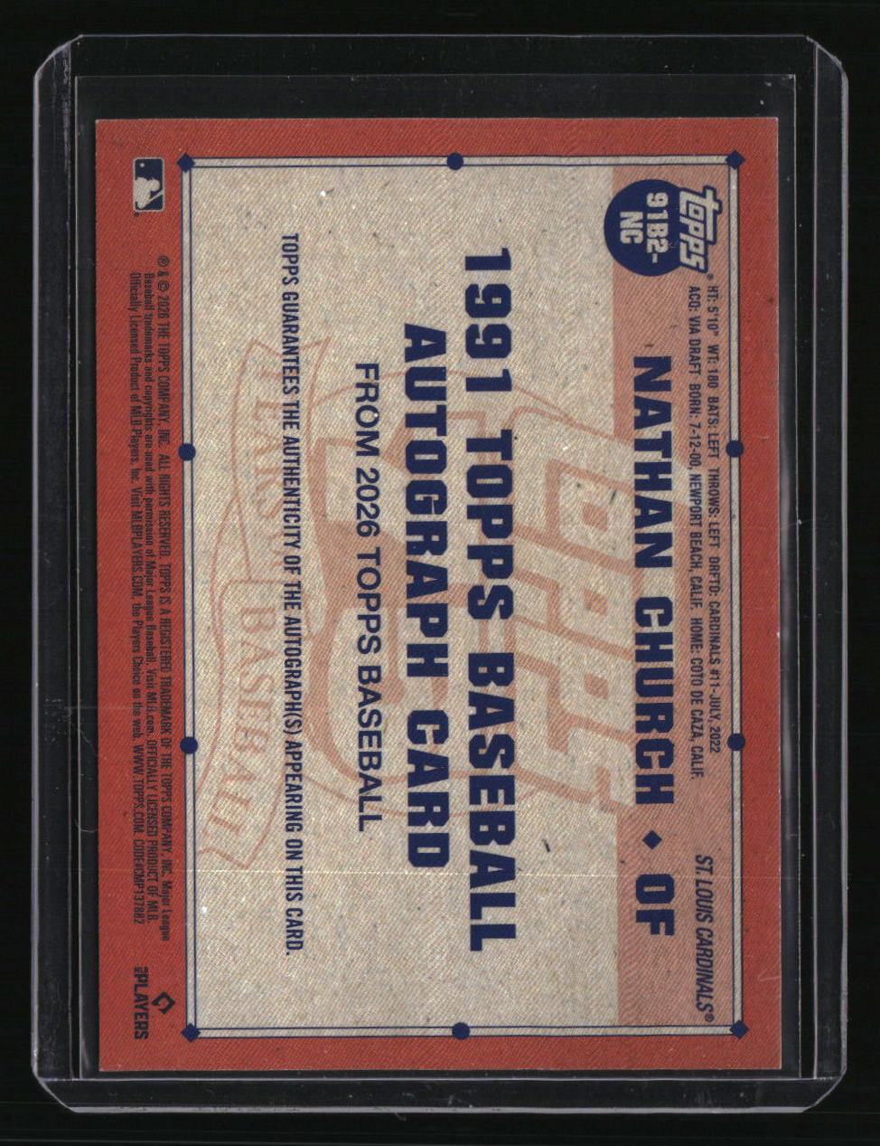 2026 Topps Nathan Church 35th Anniversary Autographs Green (Series Two)