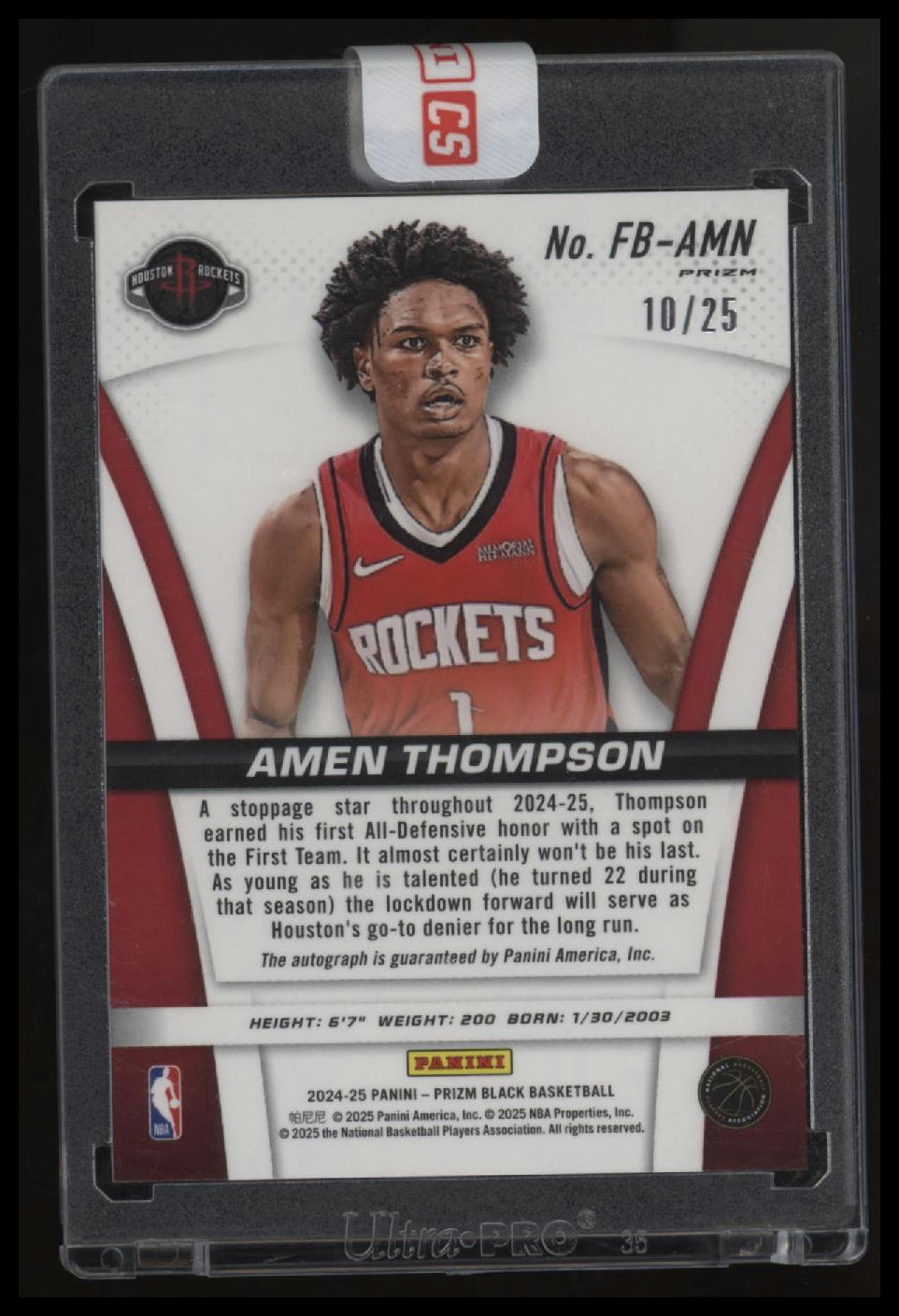 2024-25 Panini Prizm Black Amen Thompson Flashback Signatures Mojo Prizms #/25