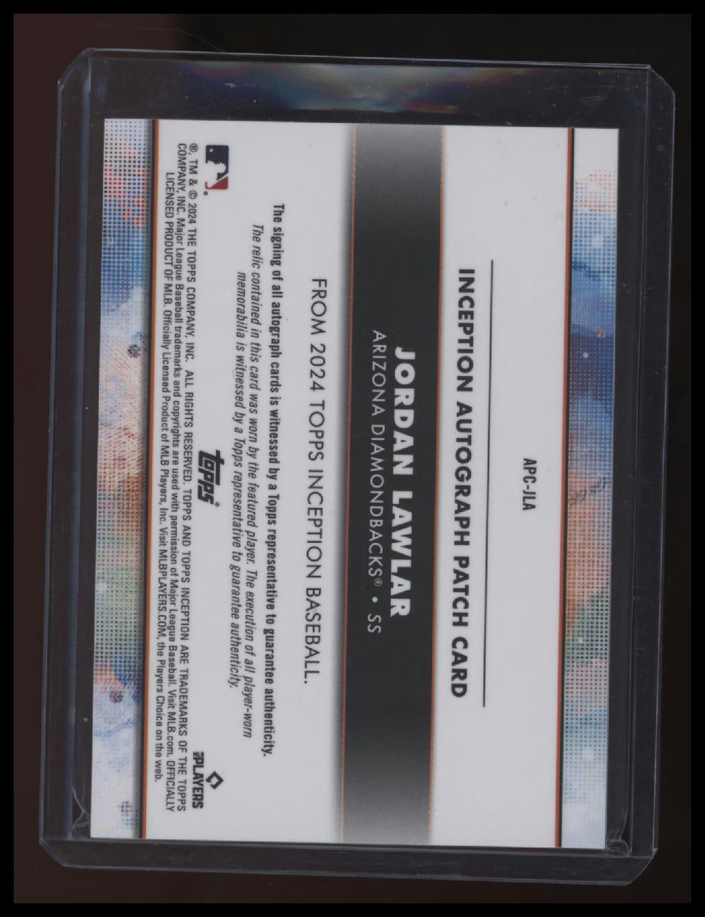 2024 Topps Inception Jordan Lawlar Autographed Patch #/200