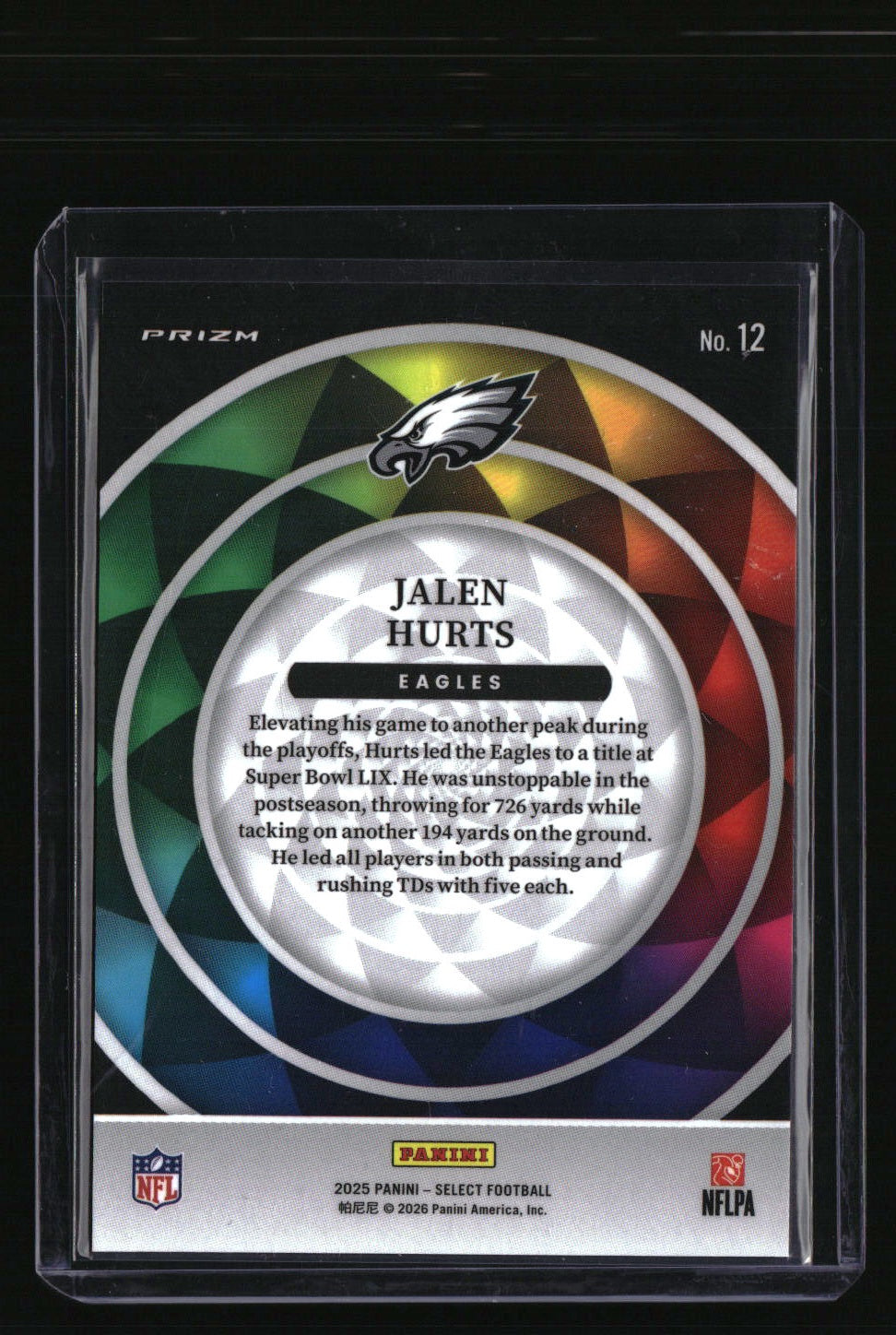 2025 Panini Select Jalen Hurts Color Wheel
