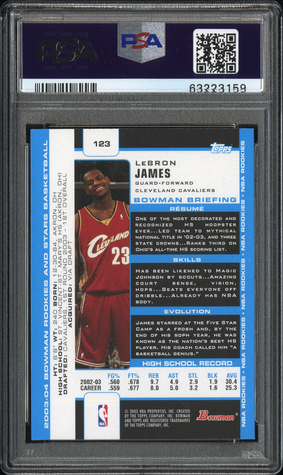 2003 Bowman Rookies & Stars Lebron James PSA 8