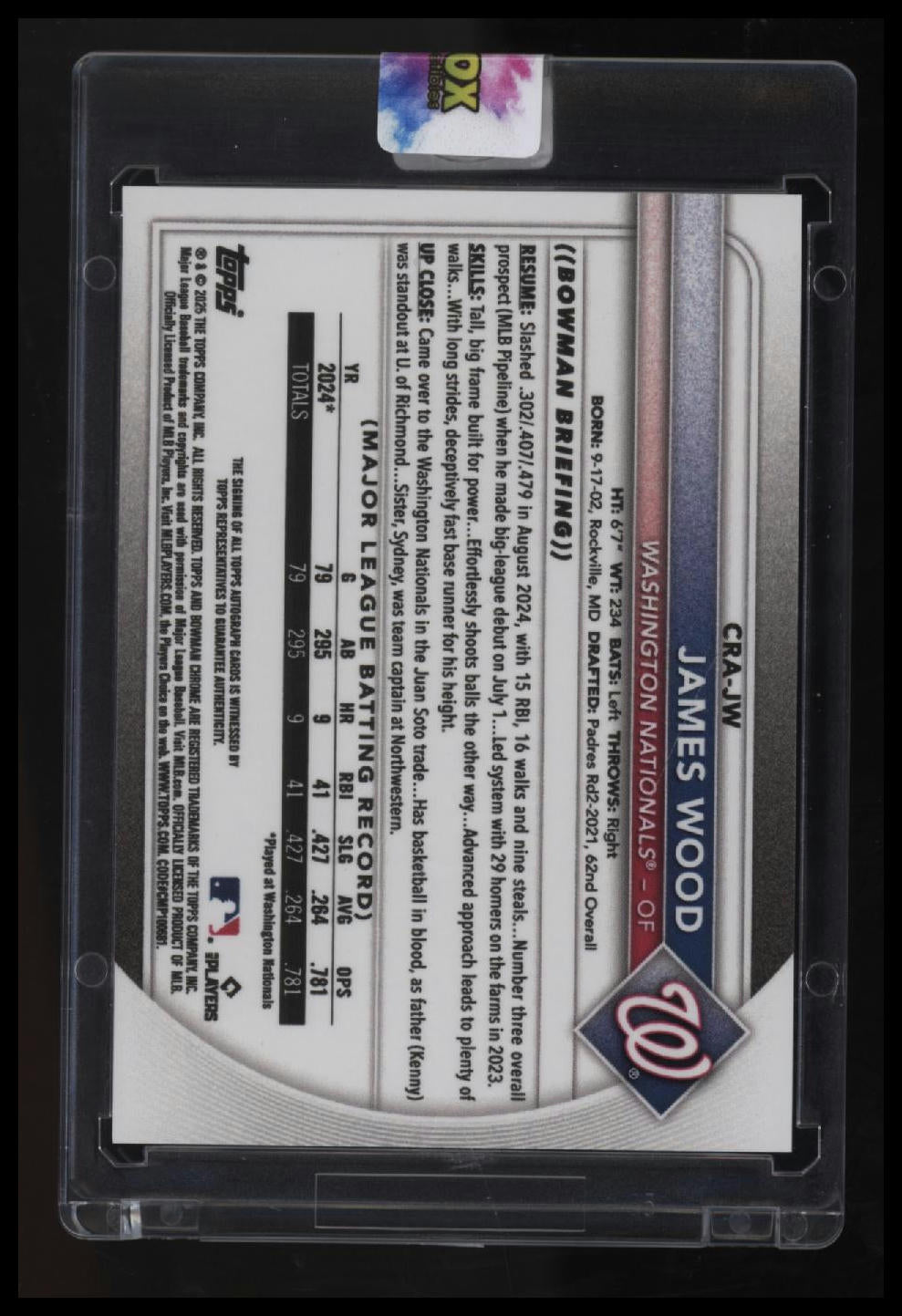 2025 Bowman James Wood Chrome Rookie Autographs Refractor #/499