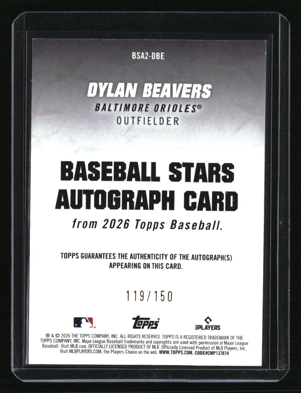 2026 Topps Dylan Beavers Baseball Stars Autographs Blue (Series Two) #/150