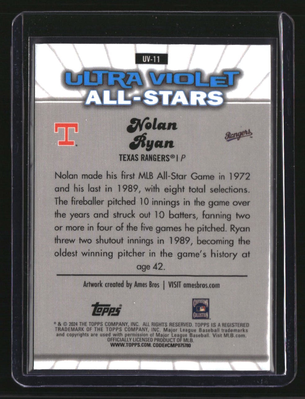 2024 Topps Chrome Nolan Ryan Ultra Violet All-Stars