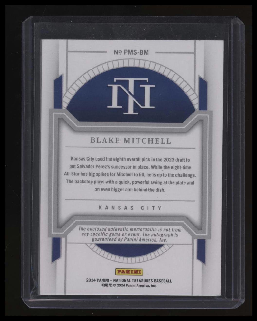 2024 Panini National Treasures Blake Mitchell Prospect Material Sig. Gold #/10