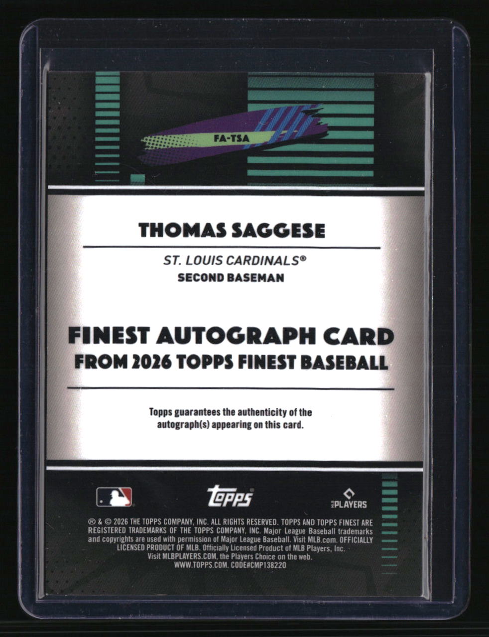 2026 Finest Thomas Saggese Finest Autographs Red Geometric Bookend 5/5