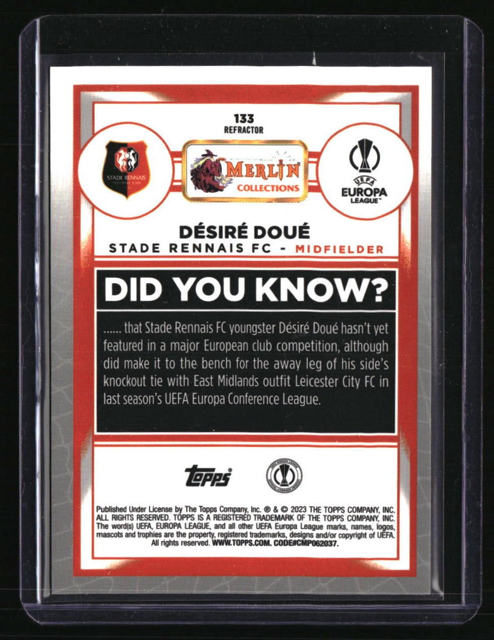 2022-23 Merlin Chrome UEFA Club Competitions Désiré Doué Refractor